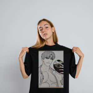 Camiseta – Ilustración Anime a Lápiz (Chico con mascara)