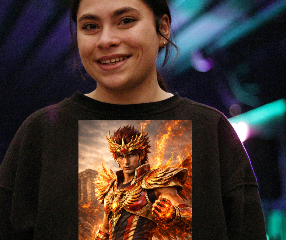 Sudadera Anime Realista – Caballero del Ave Fenix - Imagen 2