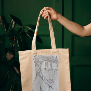 Bolsa de Tela – Ilustración Anime a Lápiz (chico 3)