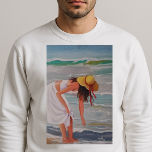 Sudadera unisex con ilustración artística de mujer en la playa | Sudadera exclusiva Artenime