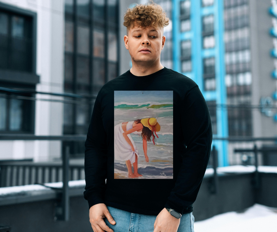 Sudadera unisex con ilustración artística de mujer en la playa | Sudadera exclusiva Artenime - Imagen 2